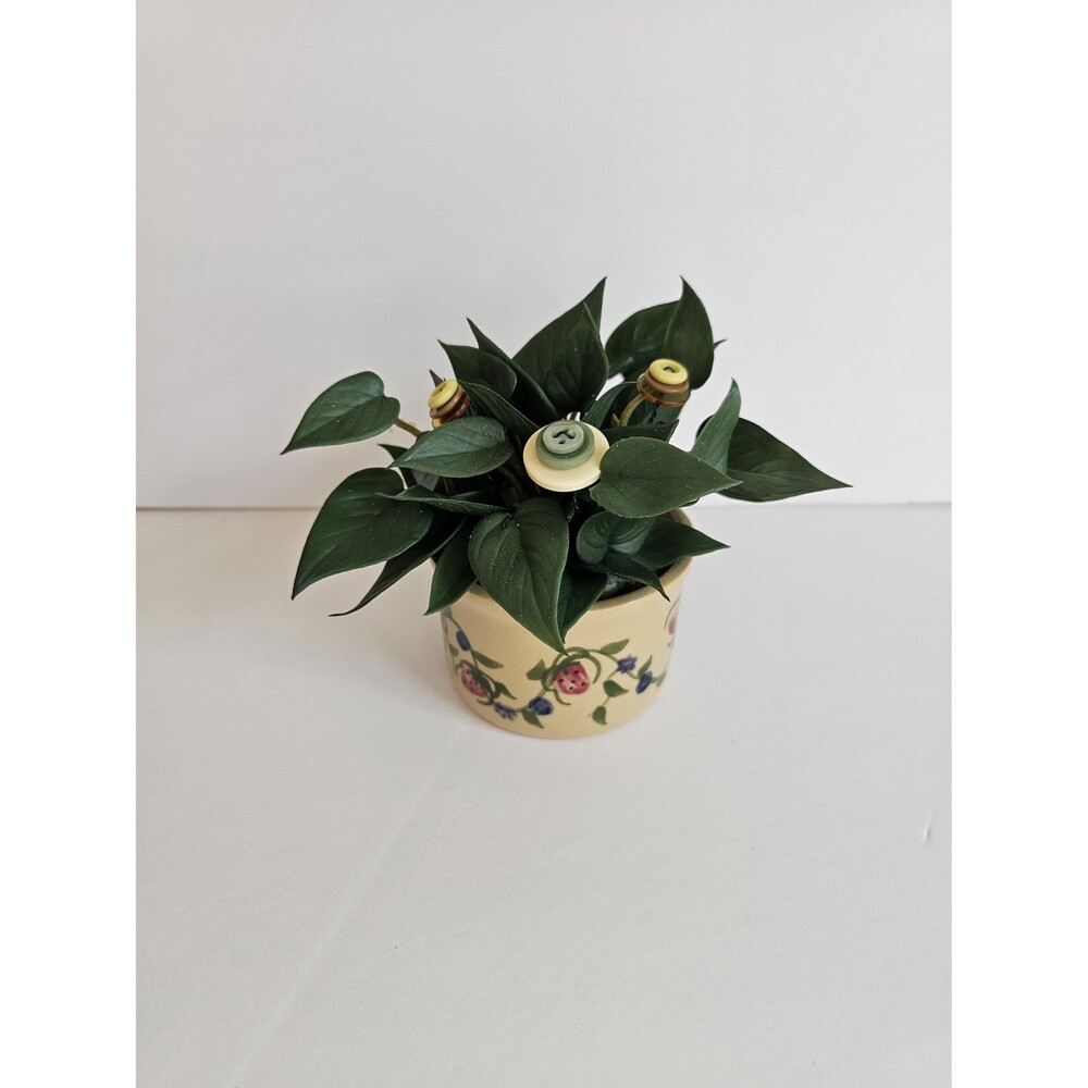 Alpine Pottery Bowl Vintage Button Flower Arrangement Strawberry Ramekin